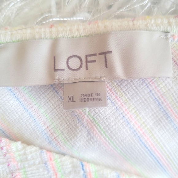 Loft Bow Strap Button Flounce Dress Ivory Multi Size XL - Picture 6 of 12